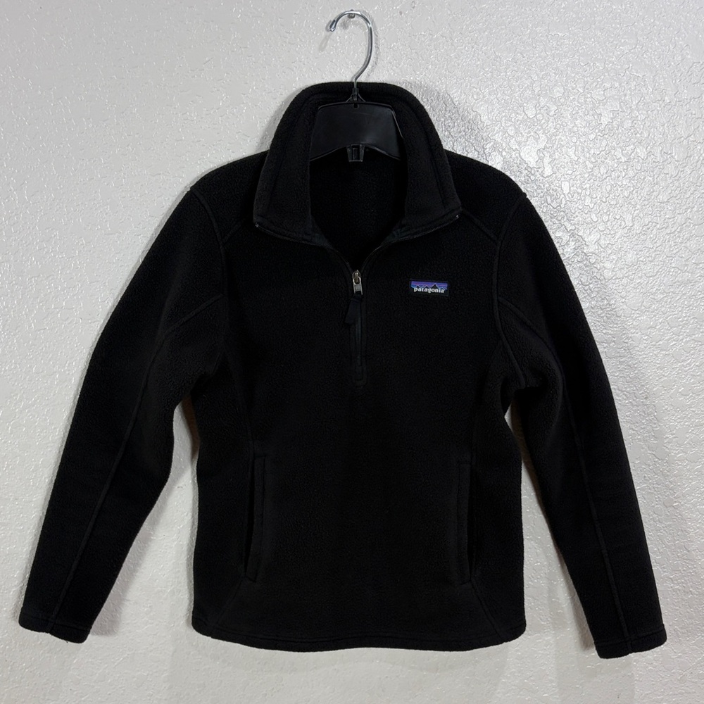 Patagonia Black Half-Zip Fleece Pullover,size S.